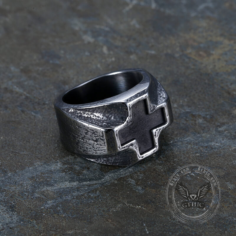 Retro Greek Cross Stainless Steel Ring | Gthic.com