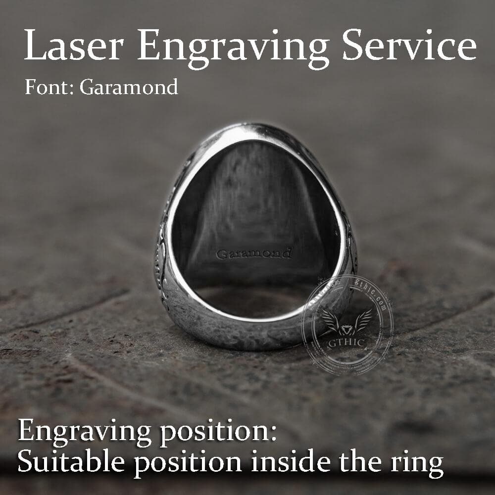 Retro Pattern Gem Stainless Steel Ring