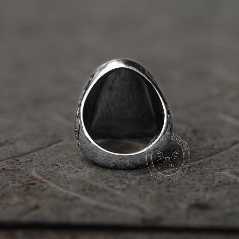 Retro Pattern Gem Stainless Steel Ring