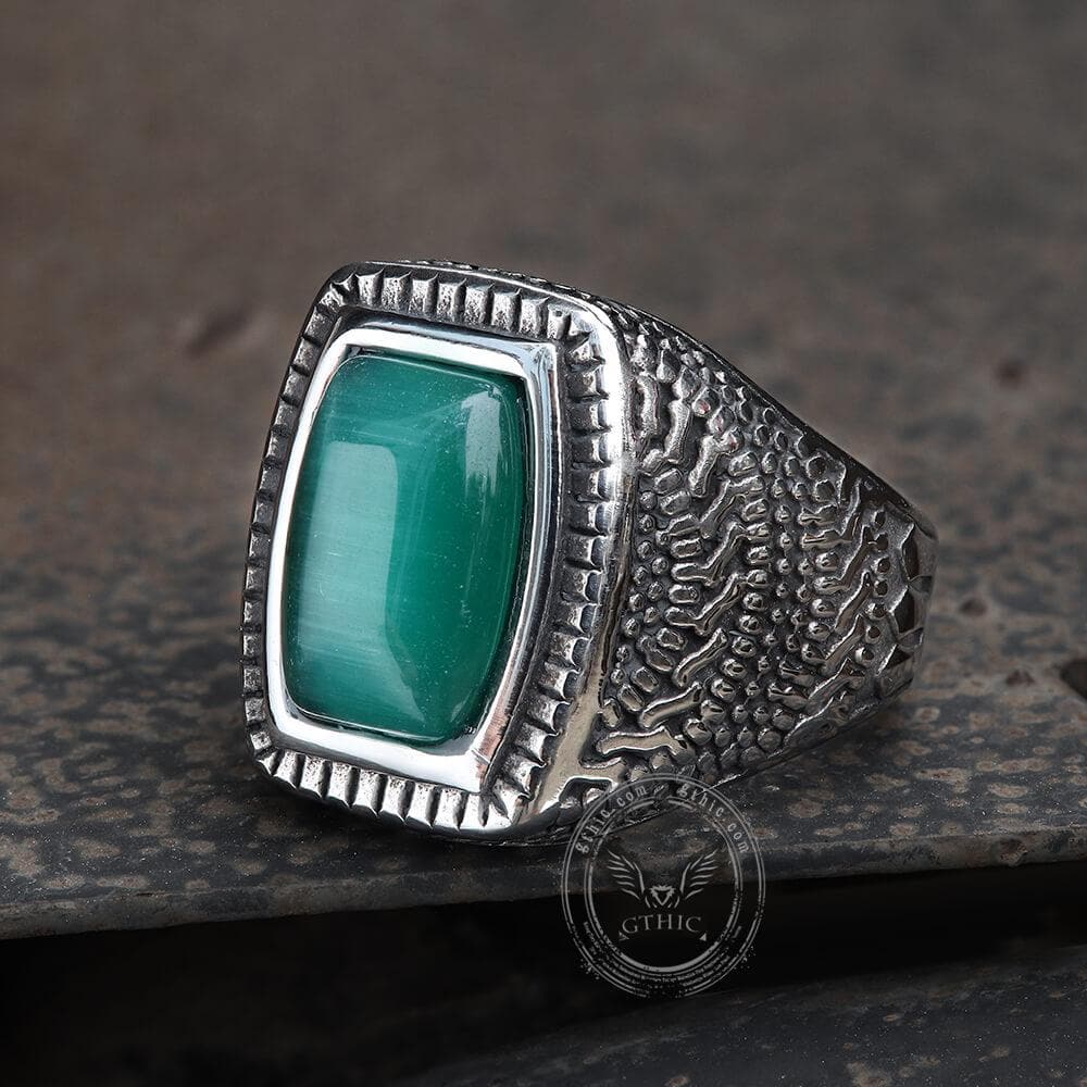 Retro Pattern Gemstone Stainless Steel Ring03 | Gthic.com