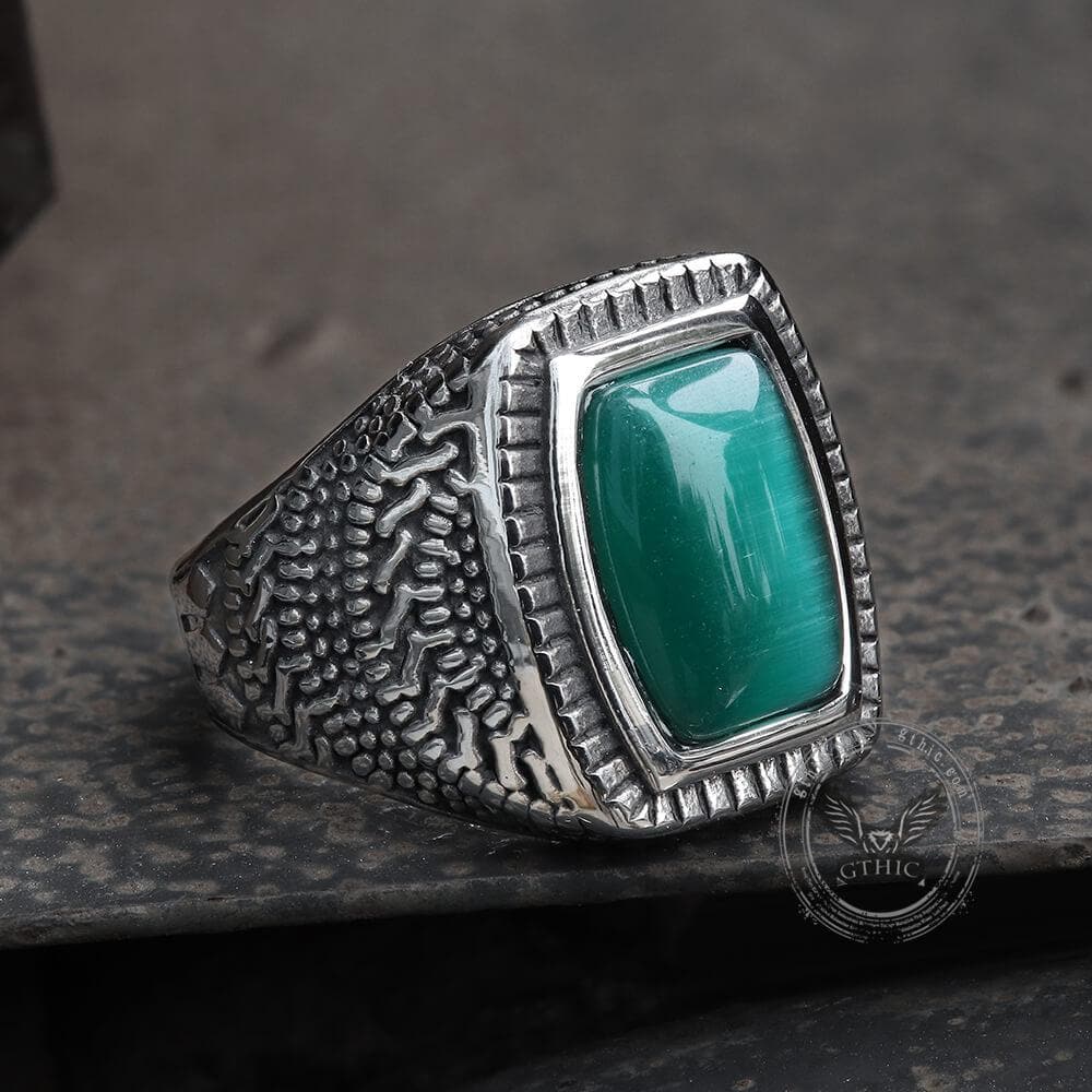 Retro Pattern Gemstone Stainless Steel Ring02 | Gthic.com