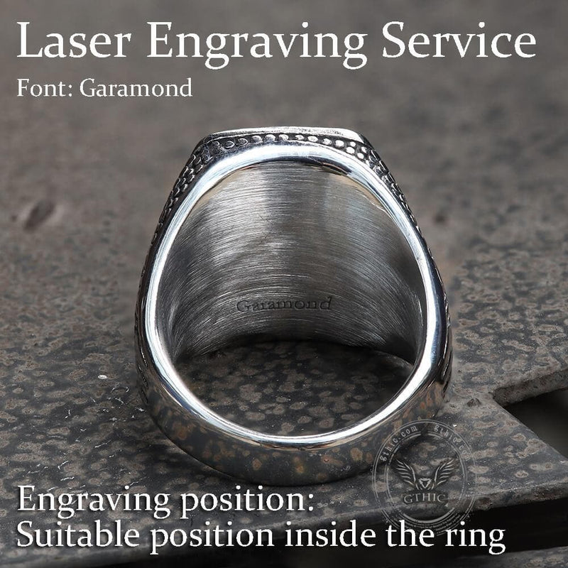 Retro Pattern Gemstone Stainless Steel Ring