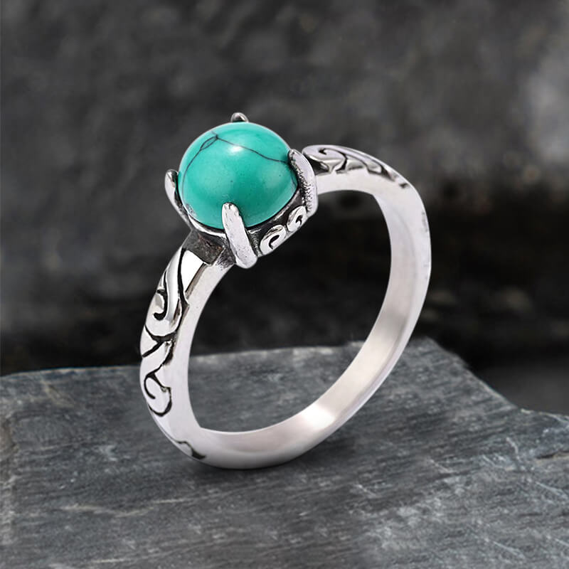 Retro Pattern Stainless Steel Gem Ring | Gthic.com
