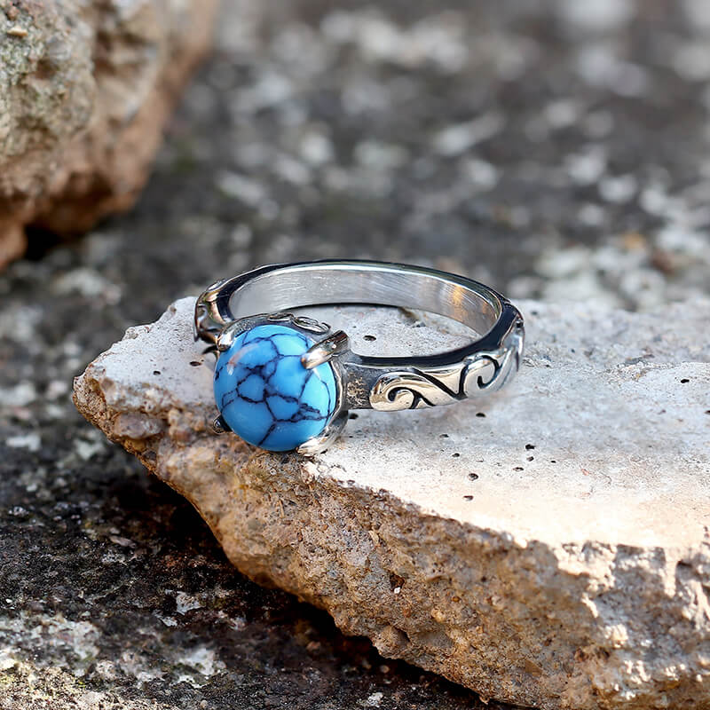 Gothic Gem-Set Stainless Steel Ring