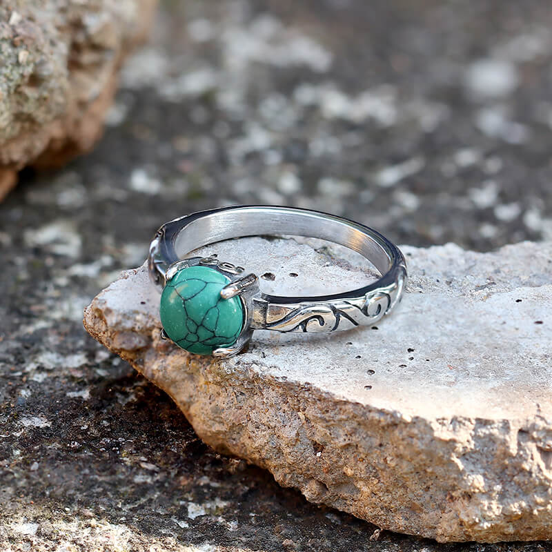 Gothic Gem-Set Stainless Steel Ring