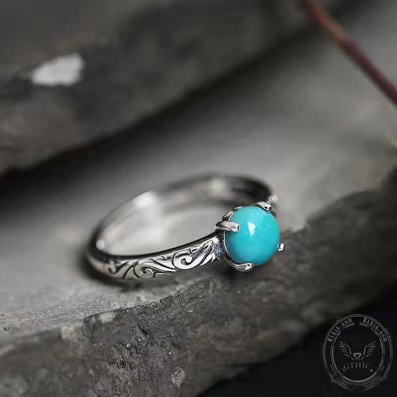 Retro Pattern Stainless Steel Gem Ring | Gthic.com