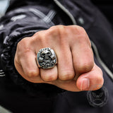 Retro Punk Stainless Steel Skull Ring 02 | Gthic.com
