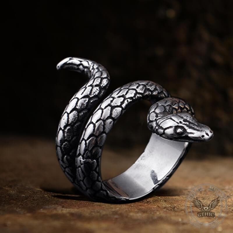 Retro Punk Winding Snake Cobra Stainless Steel Ring