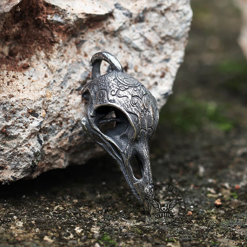 Viking Raven Skull Necklace, Odin's Raven Norse Pendant – TheNorseWind