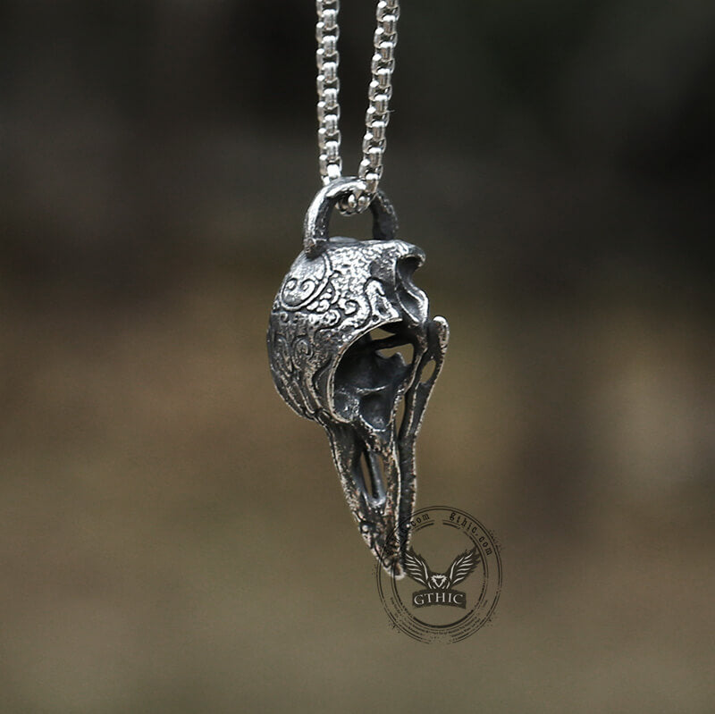 Retro Raven Stainless Steel Skull Pendant