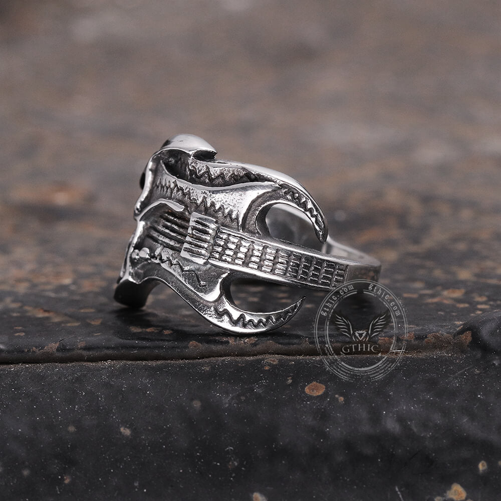 Retro Rock Skull Stainless Steel Open Ring | Gthic.com