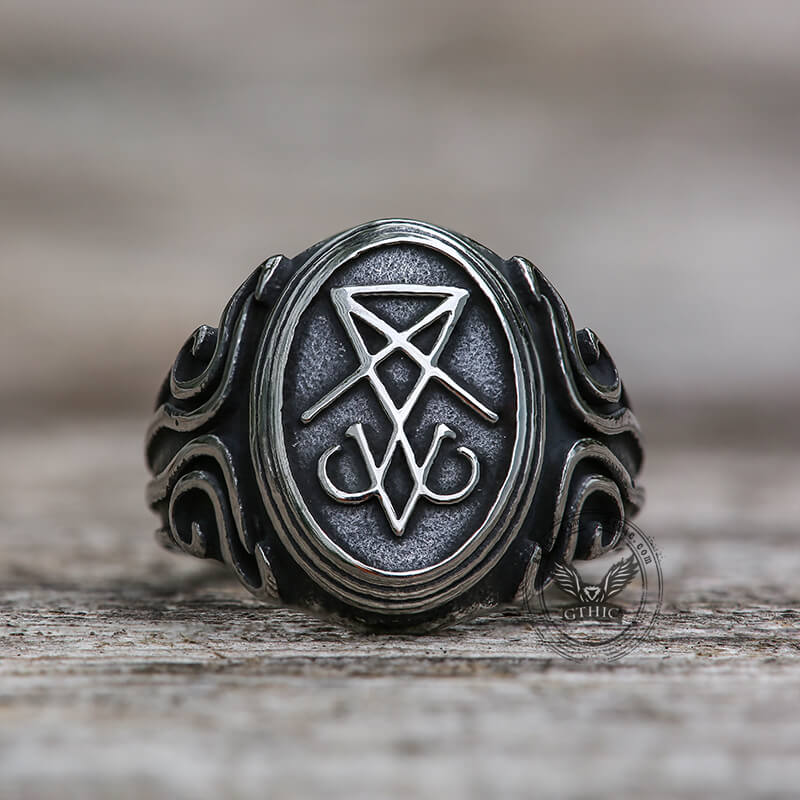 Retro Sigil of Lucifer Stainless Steel Ring | Gthic.com