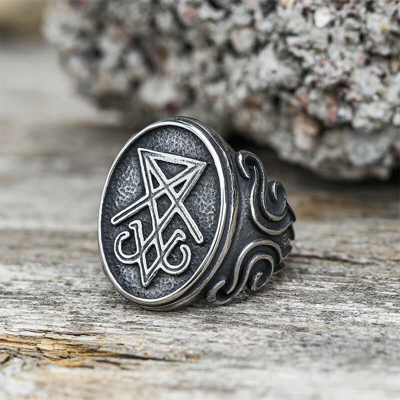 Retro Sigil of Lucifer Stainless Steel Ring – GTHIC