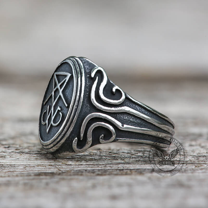 Retro Sigil of Lucifer Stainless Steel Ring | Gthic.com
