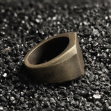 Retro Simple Plain Stainless Steel Square Ring 07 gold | Gthic.com