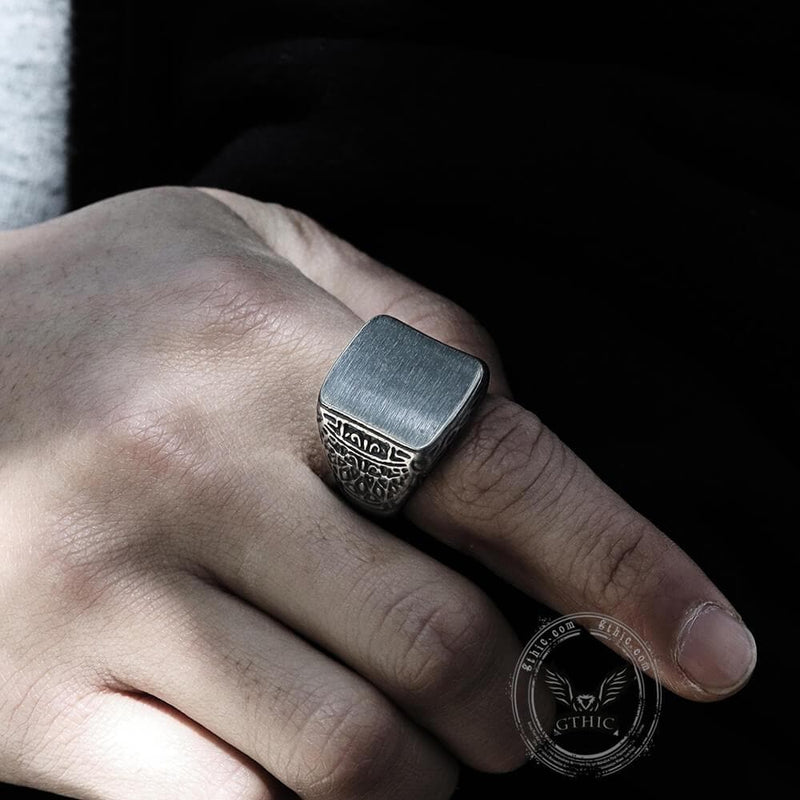 Mens Oval Cut Stainless Steel Signet Ring | Eve's Addiction