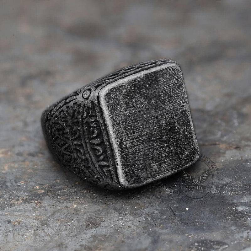 Retro Simple Stainless Steel Engraved Ring 06 | Gthic.com