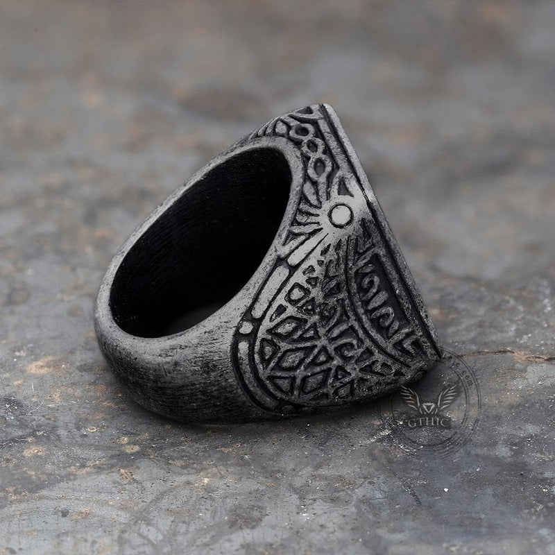 Retro Simple Stainless Steel Engraved Ring 07 | Gthic.com