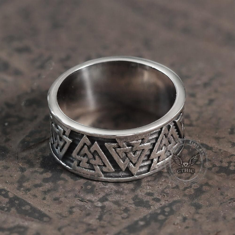 Retro Valknut Stainless Steel Viking Ring