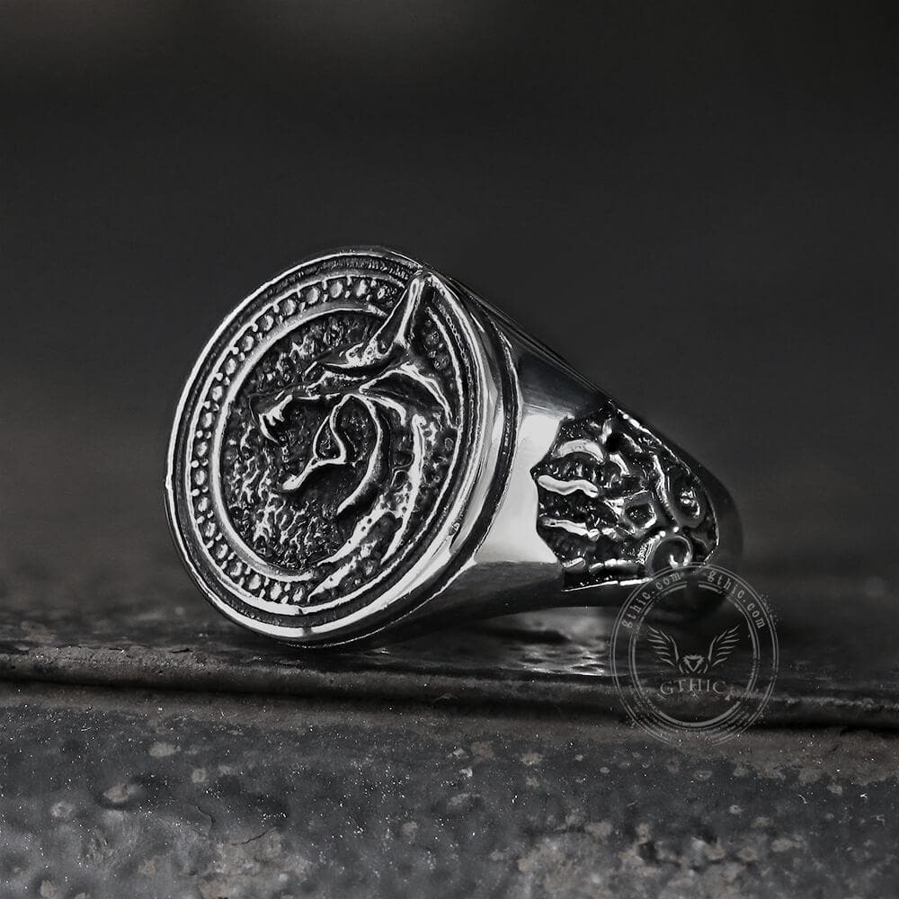 Retro Wolf Stainless Steel Viking Ring04 | Gthic.com