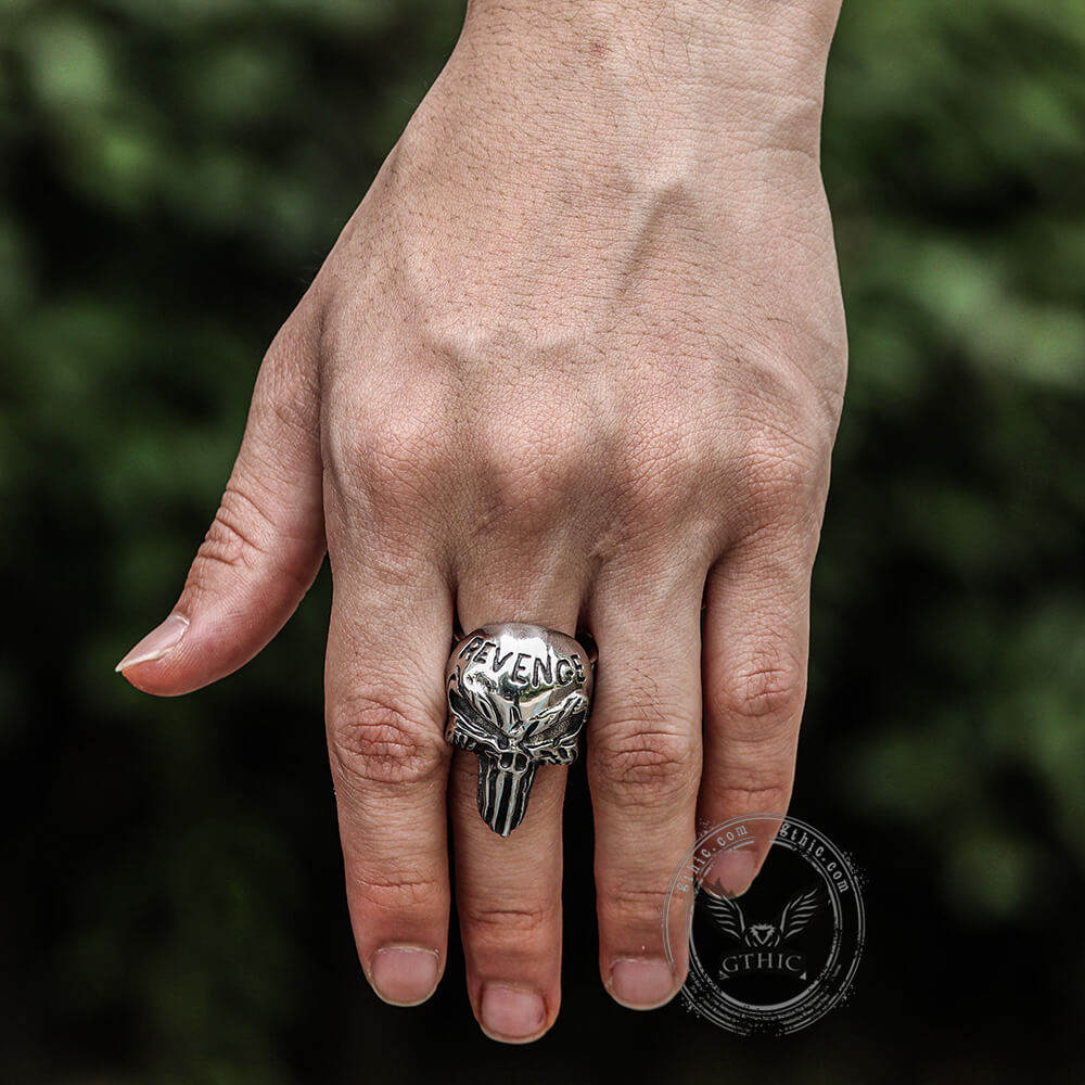 Bague en acier inoxydable Revenge Skull Death