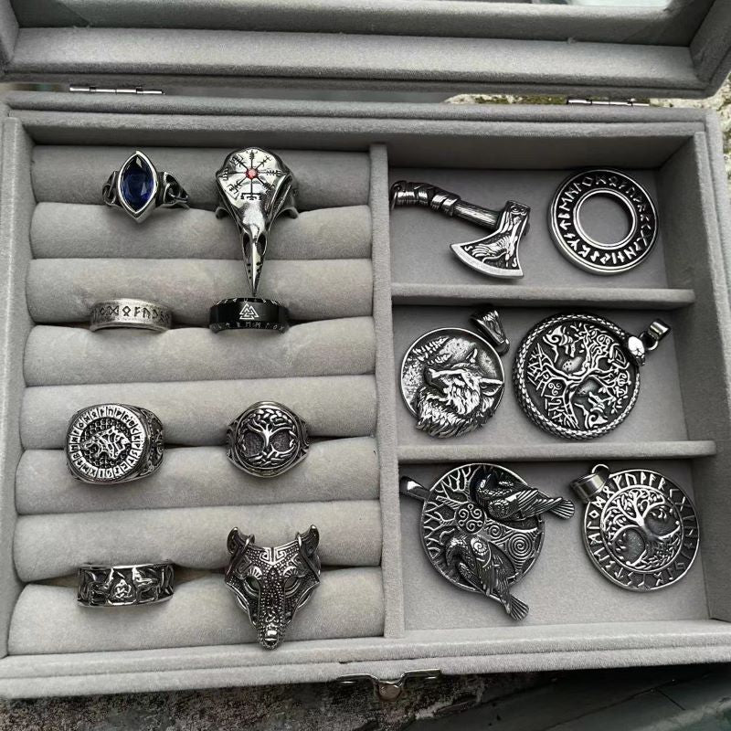 Rings and Pendants Viking Jewelry Set | Gthic.com