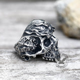 Rise From Ashes Stainless Steel Skull Ring | Gthic.com
