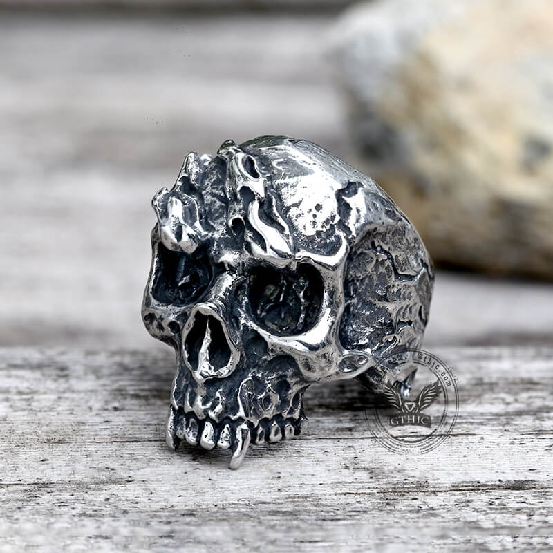 Rise From Ashes Stainless Steel Skull Ring | Gthic.com