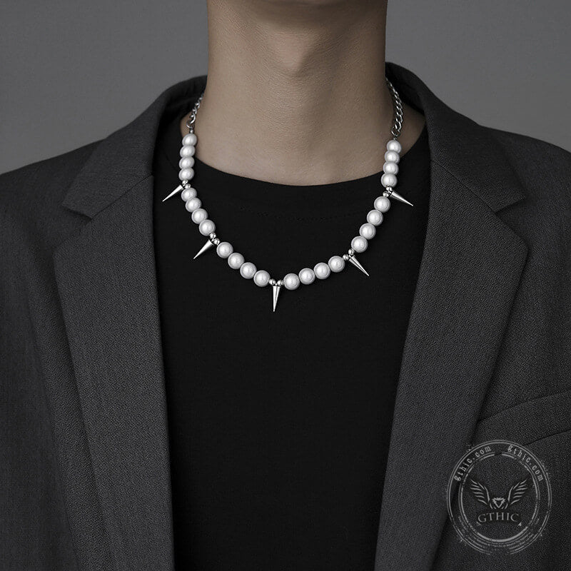 Rivet Pearl Stainless Steel Necklace