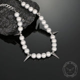 Rivet Pearl Stainless Steel Necklace | Gthic.com