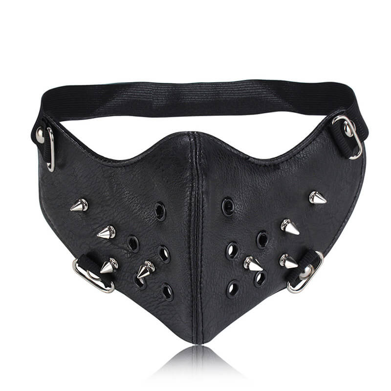 Rivet Punk Leather Half Facemask | Gthic.com