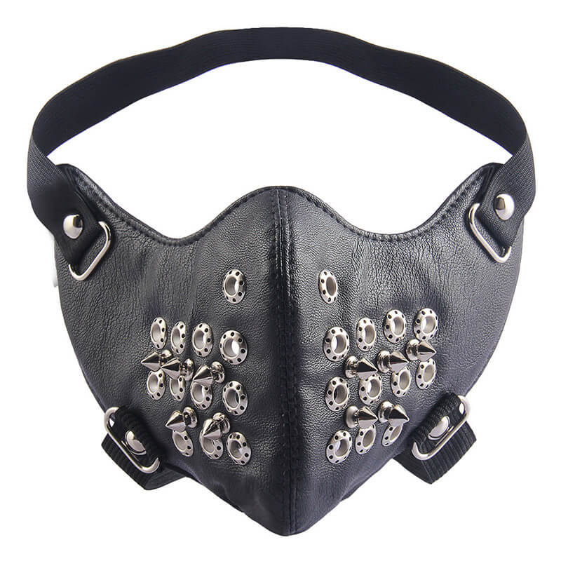 Rivet Punk Leather Half Facemask | Gthic.com