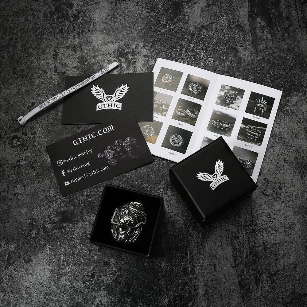 Roaring Lion and Snake Stainless Steel Animal Ring