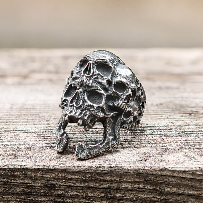 Roaring Multifaceted Skull Stainless Steel Ring | Gthic.com