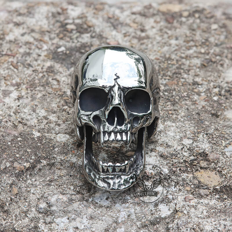 Roaring Stainless Steel Skull Ring | Gthic.com