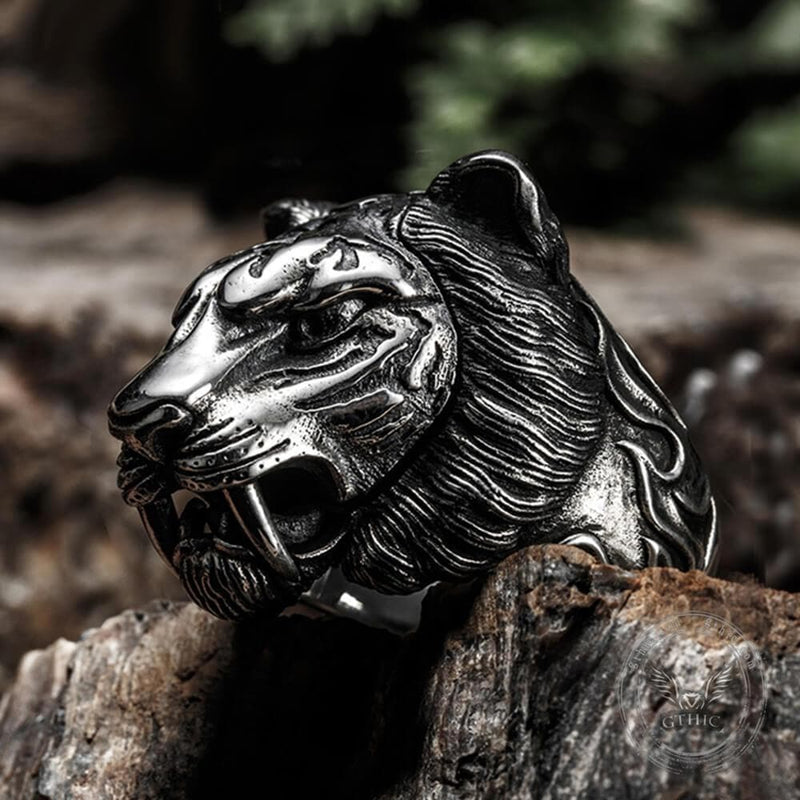 Roaring Tiger Sterling Silver Open Ring