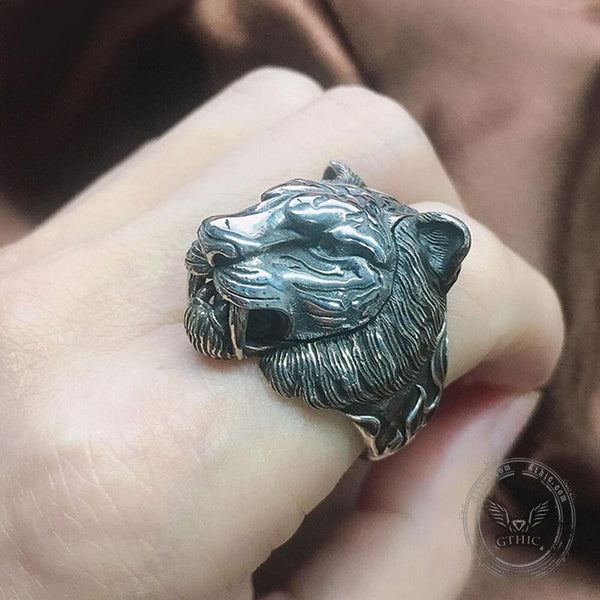 Roaring Tiger Sterling Silver Open Ring | Gthic.com