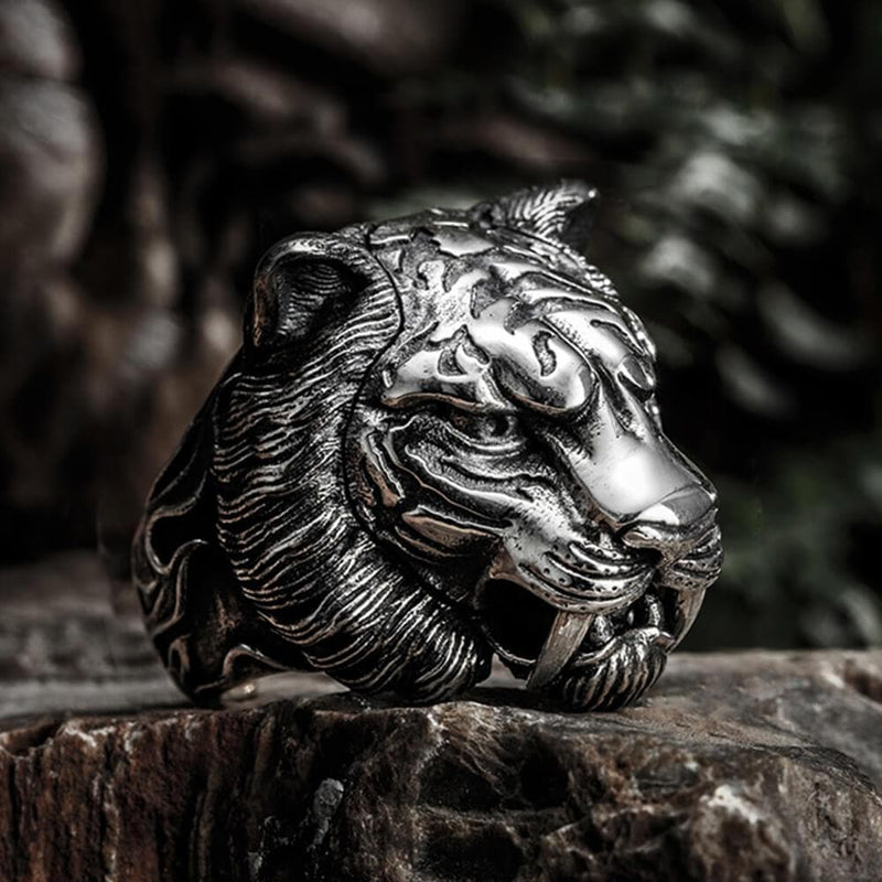 Roaring Tiger Sterling Silver Open Ring | Gthic.com
