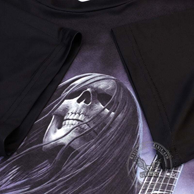 T-shirt tête de mort en polyester Rock and Roll