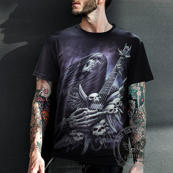 Rock and Roll Polyester Skull T-shirt | Gthic.com