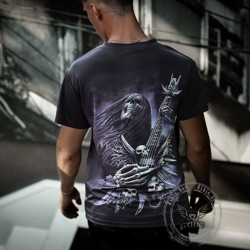 Rock and Roll Polyester Skull T-shirt | Gthic.com