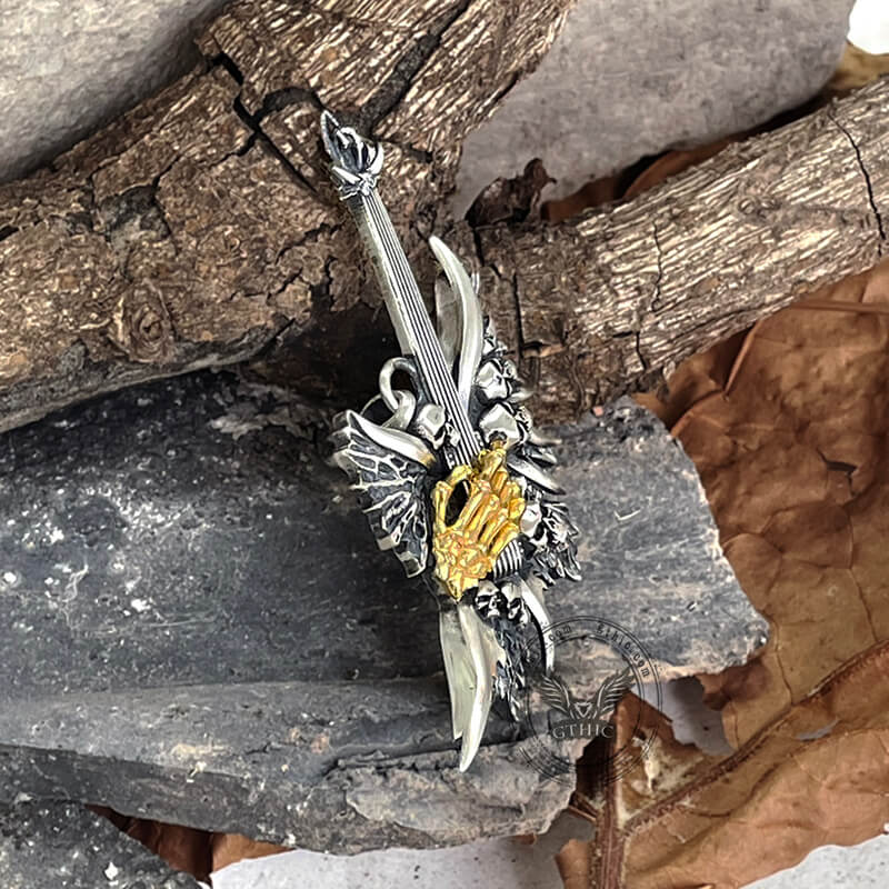 Pendentif tête de mort en argent sterling Rock Never Dies