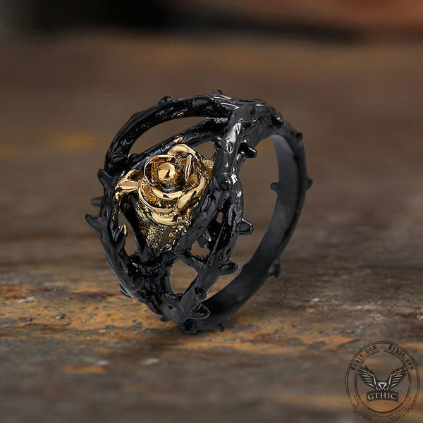 Rose Thorns Stainless Steel Gothic Ring | Gthic.com