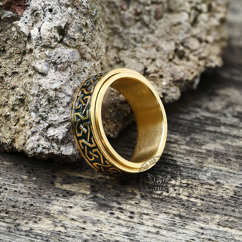 Celtic Knot Stainless Steel Viking Spinner Ring