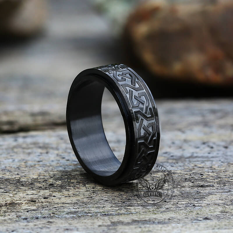 Rotabable Celtic Knot Stainless Steel Viking Ring | Gthic.com