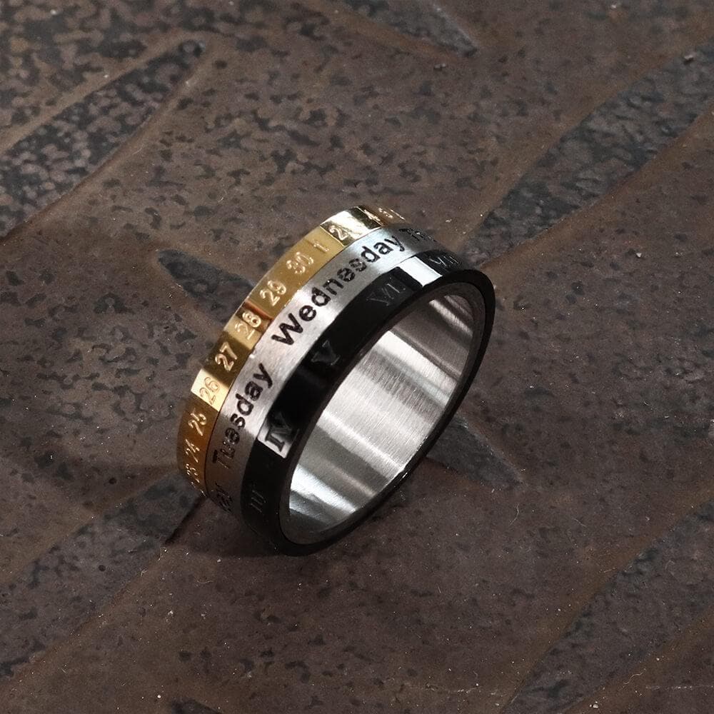 Rotatable Calendar Stainless Steel Ring04 | Gthic.com