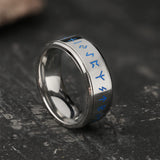 Rotatable Runes stainless steel ring 07 Silver | Gthic.com