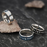 Rotatable Runes stainless steel ring 03 | Gthic.com