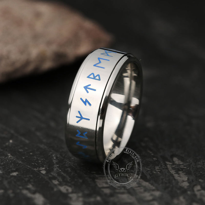 Runes Stainless Steel Spinner Ring
