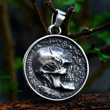 Round Stainless Steel Skull Pendant | Gthic.com